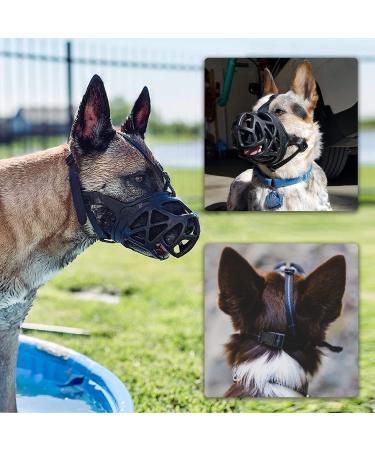 Breathable Dog Muzzle - X-Large Blue Basket Muzzle for All Breeds | Stops Biting Barking & Chewing - Buy Online on GoSupps.com