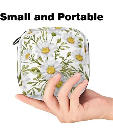 MUOOUM Menstrual Pad Bag - White Daisy Design - Multi-Colored - Sanitary Napkin & Tampon Collection Bag for Women & Girls - Buy Online on GoSupps.com
