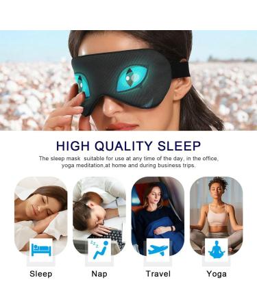 Haskirky Light Blocking Eye Mask - Adjustable Men and Women Travel, Yoga, Meditation - Black Cat Eyes Design for Office Deep Sleep Comfort - Buy Online on GoSupps.com