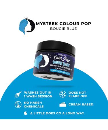 Mysteek Color Pop Temporary Hair Color - Bougie Blue for Dark & Light Hair No Bleach Washout 1 Fl Oz | Mysteek Naturals - Buy Online on GoSupps.com