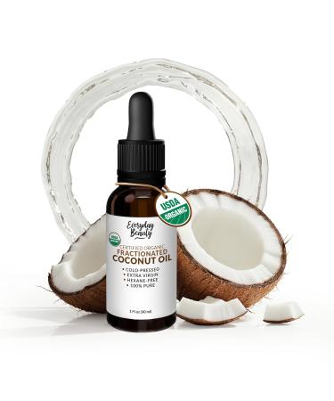 Organic Fractionated Coconut Oil | 100% Pure, Cold-Pressed | USDA Certified Organic | Amber Glass Bottle with Glass Dropper | For Face, Skin, & Hair - 1 Fl Oz