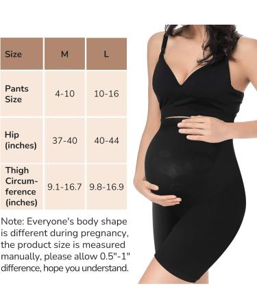 Bosaen Maternity Shapewear: Non-Rolling High Waist Mid-Thigh Underwear for Belly Support - M Black - Buy Online on GoSupps.com