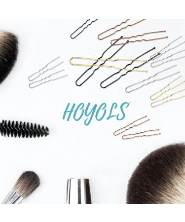 Hoyols U Shaped Hair Pins 2.4 Inch Brown Metal Bobby Pins for Women - 100 Count with Case | Curved Curly Waved Bun Clips for Girls Hairstyle - Buy Online on GoSupps.com