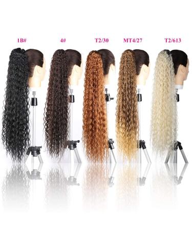 30 Corn Curly Wave Drawstring Ponytail in Black - 30 Inch Synthetic High Puff Ponytail Hair Piece with Comb Clip | Wavy Clip-In Extensions - Buy Online on GoSupps.com