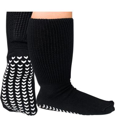 RAXSEG Extra Wide Socks for Swollen Feet Non Slip Cast Sock Diabetic Socks for Men Swollen Feet Socks Women Extra Wide Mens Socks Edema Socks Lymphedema Socks Black