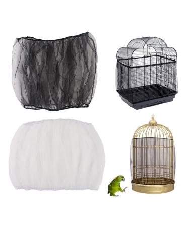 MoietToi Bird Cage Seed Catcher (2 Pack),Large, Parrot Nylon Mesh Net Cover,Light and Breathable Fabric, Prevent Scatter and Mess,Soft Ventilated Birdcage Skirt for Round Square Cages.