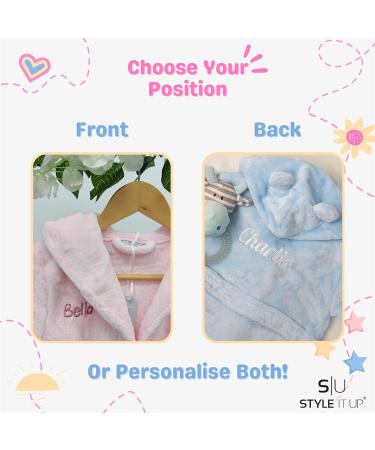 Personalised Kids Matching Dressing Gown Set - Soft Velvet Fleece Robe, Embroidered Gift - Blue, 4-5 Years - Buy Online on GoSupps.com