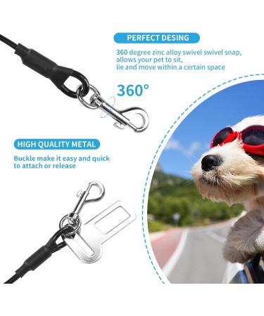 Yaodhaod Dog Seat Belt - Steel Wire Bite-Resistant Safety Belt for Dogs & Cats | 60cm Black - Secure Car Travel - Buy Online on GoSupps.com