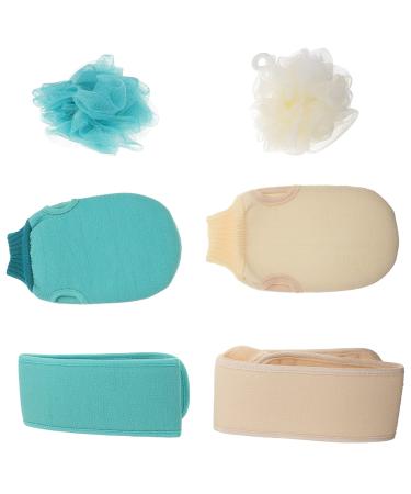 Healifty 2 Sets Three Piece Bath Towel Set Body Brush Cleaning Back exfoliating Strap Shower Puff loofah Bath Scrubber for Body Household Showering Gloves Bath Brush Plant Fibres Wipe Back