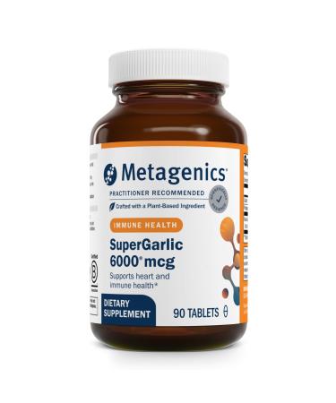 Metagenics SuperGarlic 6000 - High-Potency Garlic Supplement with 6000 mcg Allicin - Supports Heart Health Cholesterol & Immune Function* - Odorless Non-GMO Gluten-Free - 90 Tablets