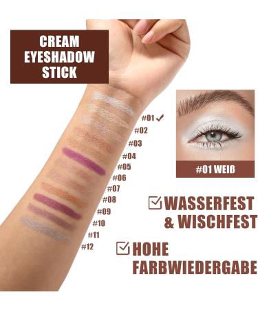 EONFAVE Eyeshadow stick white cream eyeliner waterresistant shiny eyeshadow stick durable and smudgeproof highlighter stick for eye makeup cream glitter eyeshadow stick for wrinklefree eyes smooth - Buy Online on GoSupps.com