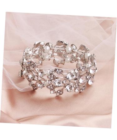 Solustrie 3PC Wedding Bridal Bracelets | Pearl Tennis & Elastic Stretch Bracelets for Women - Silver - Buy Online on GoSupps.com