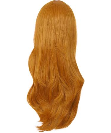 MapofBeauty 28 Women Side Bangs Long Curly Hair Cosplay Wig - Golden Orange - Buy Online on GoSupps.com