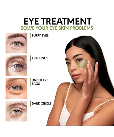 Kinpur Organic Green Tea Under Eye Patches - 30 Pairs for Wrinkles, Eye Bags, Dark Circles & Puffiness - Infused with Collagen & Hyaluronic Acid - Suitable for All Skin Types - Buy Online on GoSupps.com