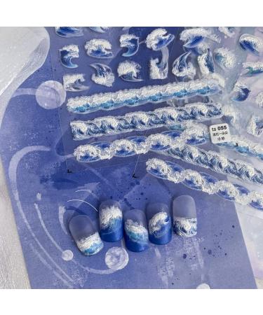 Ocean Starfish Jellyfish Summer Sea Waves Nail Art Stickers - 3 Sheets Beach Theme for Acrylic Nails - Salon Quality DIY Decals - Buy Online on GoSupps.com