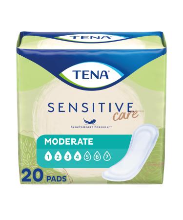 TENA Incontinence Pads Bladder Control & Postpartum for Women Moderate Absorbency Regular Length Sensitive Care - 20 Count Long 20