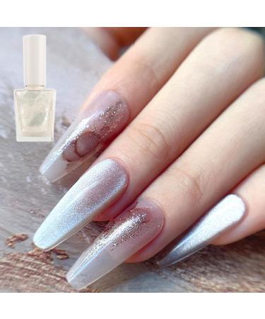 Pearl White Glitter Nail Polish Mermaid Shell Silver Shimmer Holographic Quick Dry Nail Varnish Shining Sparkling Long Lasting No Need Cure DIY Nail Art Manicure Gift for Women & Girls - Buy Online on GoSupps.com