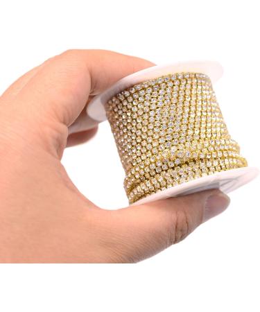 Gold Crystal Rhinestone Close Chain - 11 Yards Single Row Trimming for DIY Jewelry Crafts - Buy Online on GoSupps.com