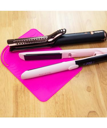 Angelil Heat-Resistant Mat for Curls & Styling - 23cm x 17cm Pink Silicone Surface for Hot Hair Tools - Buy Online on GoSupps.com
