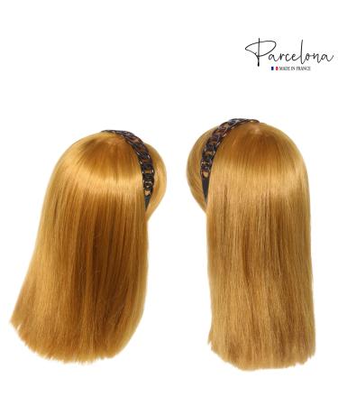 Parcelona French Round Chain Tortoise Shell Brown Celluloid Acetate Hair Clips - No Slip Sturdy Headband for Women, Made in France - Buy Online on GoSupps.com