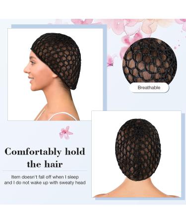 Mesh Crochet Hair Net Snood Hat Set for Women, 4 Pieces - Black (2 Large, 2 Small) - Buy Online on GoSupps.com