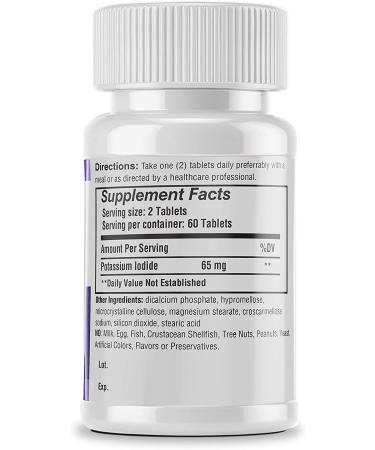 Safrel Potassium Iodide 65mg Tablets - Thyroid Support | Made in USA | Non-GMO | 60 Count Pack | YODO Naciente - Buy Online on GoSupps.com