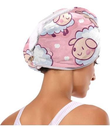 Cute Sheep Pink Hair Towel 2 Pack - Super Absorbent Quick Dry Hair Turbans for Women & Girls | Perfect Hair Drying Solution - Buy Online on GoSupps.com