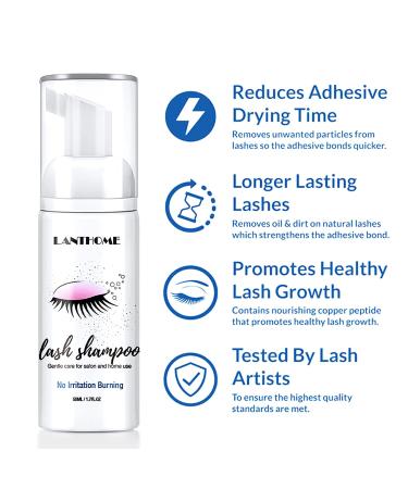 Eyelash Extension Shampoo - Gentle Deep Cleanser for Makeup & Mascara Removal (50ML) | No Irritation Perfect for Salon & Home Care - PINK - Buy Online on GoSupps.com
