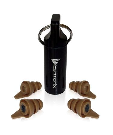 Earmonix Shooting & Impact Ear Plugs - Impulse Noise Reducing - Protects from Harmful Noise Levels - Tactical Filter Design for Military & Police Use - Medical Grade TPE for Health, Safety, Comfort