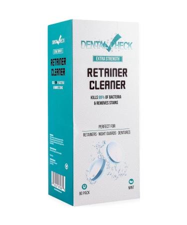Retainer and Denture Cleaner 90 Tablets, 3 Month Supply Cleaning Tablets Denture Cleaners Remove Bad Odors, Plaque, Stains From Night Guards, Mouth Guards, Dental Appliance (90 Pack) 90 Count (Pack of 1)