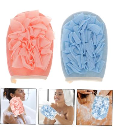 2pcs Exfoliating Gloves for Shower | Double-Sided Loofah | Blue & Pink - Remove Dead Skin & Enhance Your Skincare Routine - Buy Online on GoSupps.com