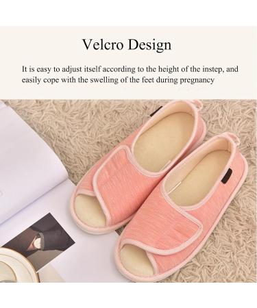 Gycdwjh Men's Diabetic Recovery Slippers - Adjustable Orthopedic Open Toe Walking Shoes for Arthritis & Swollen Feet - Wide Width Elderly Slippers (M 38to39) Pink - Buy Online on GoSupps.com