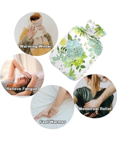 Shop Naanle 2L Hot Water Bottle with Lid - Transparent Spring Succulent Design for Menstrual Cramps & Pain Relief | Heat & Cold Therapy - Buy Online on GoSupps.com