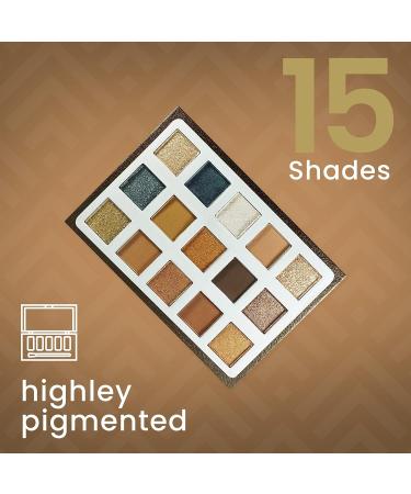 Ccolor Cosmetics Golden 15-Color Eyeshadow Palette | Highly Pigmented, Long-Wearing, Easy-to-Blend Bronze Gold Matte & Shimmer Eye Shadow Palette - Professional Formulated Eye Makeup - Buy Online on GoSupps.com