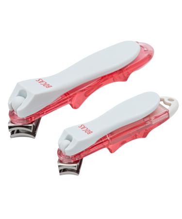 BOCAS Smart Nail Clipper Set w/ 420 Stainless Steel Blade, 360º Rotating Swivel Head Finger Nail Clippers & 3D Arch-shaped Cutting Blade, Korean Made (Set(Finger+Toenail Clippers), Red) Set(Finger+Toenail Clippers) Red