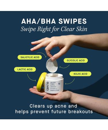 SLMD by Dr. Pimple Popper AHA/BHA Swipes - Daily Exfoliating Resurfacing Pads for Face & Body - Acne Treatment & Prevention - Buy Online on GoSupps.com