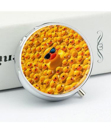 Yellow Rubber Ducky Sunglasses Pill Box - 3 Compartment Portable Travel Pill Organizer for Purse & Pocket - Buy Online on GoSupps.com