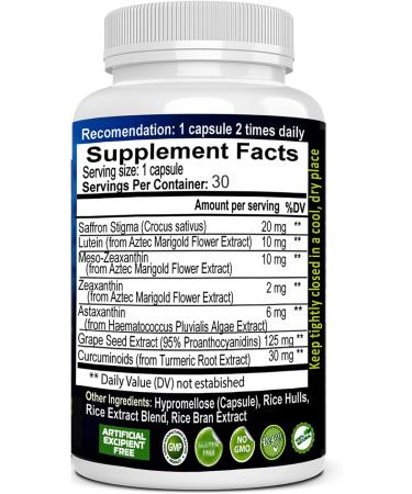 EXIR Eye Vitamin Supplement | Saffron, Curcumin, Astazanthin - Supports Eye Health, Visual Comfort & Focus, VM20-30 Capsules 30 Count (Pack of 1) - Buy Online on GoSupps.com