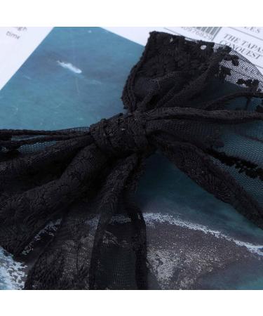 Xmsrn Vintage Large Bow Lace Hair Clip Barrette Black Bow Lace Hair Barrette French Bow Mesh Head Black Silk Bow Hair Accessories for Women and Girls (Black) - Buy Online on GoSupps.com