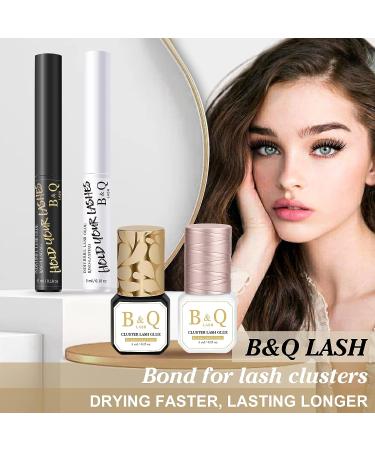 Cluster Lash Glue 5ml - Long Lasting Waterproof Eyelash Extension Bond for DIY Lash Clusters - Clear Lash Glue with Micro Brushes - B&Q LASH - Buy Online on GoSupps.com