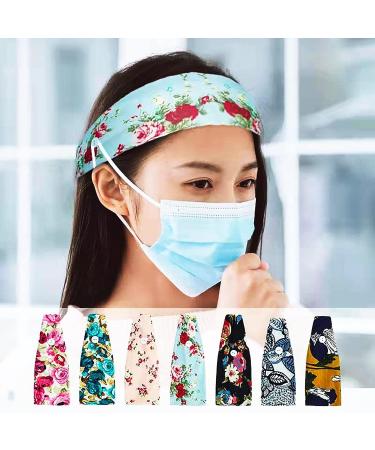 SHUNMEILO 7pcs Buttoned Mask Headbands for Women and Teen Girls - Floral Turban Yoga Head Wraps - Buy Online on GoSupps.com