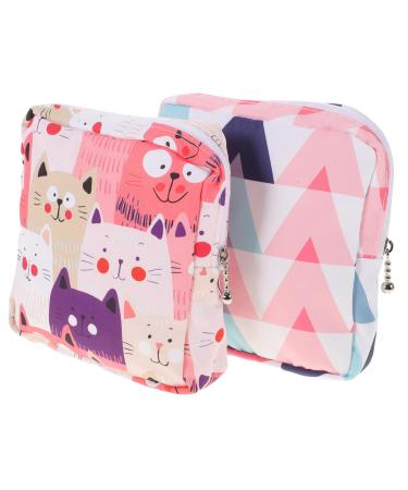 Hemoton 2pcs portable makeup pouch Towel Bags Outdoor Menstrual Pad bag organizer for purse aunt towel bag Girls Napkin Bag mini travel lipstick
