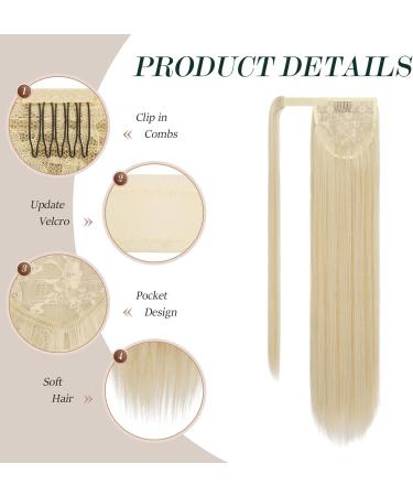 FESHFEN Straight Ponytail Extensions Long Wrap Around Ponytail Synthetic Clip in Pony Tail Hair Extensions Honey Blonde Mixed Platinum Blonde Hairpiece for Women 28 inch 28 inch (Pack of 1) Honey Blonde Mixed Platinum Blonde - Buy Online on GoSupps.com