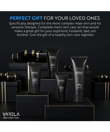VARELA Premium Men's 4pc Skin Care Set | Face Scrub Morning Moisturizer with SPF20 Evening Moisturizer & Cleanser | 1 Month Supply for Radiant Skin - Buy Online on GoSupps.com
