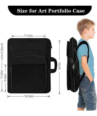 TreochtFUN Kids Art Portfolio 15x18 - A3 Organizer Case for Child Artwork - Black Art Bag with Tote and Backpack - Buy Online on GoSupps.com