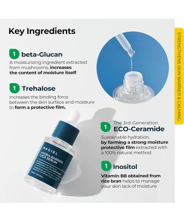 BACIEL - HYDRA BARRIER CICA SERUM (1.01 fl.oz) 68% Centella Leaf Trehalose Ceramide - Fragrance Free - Korean Lightweight Moisturizer for Face - Buy Online on GoSupps.com