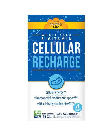 Country Life Whole Food B-Vitamin Cellular Recharge  30 Vegan Capsules