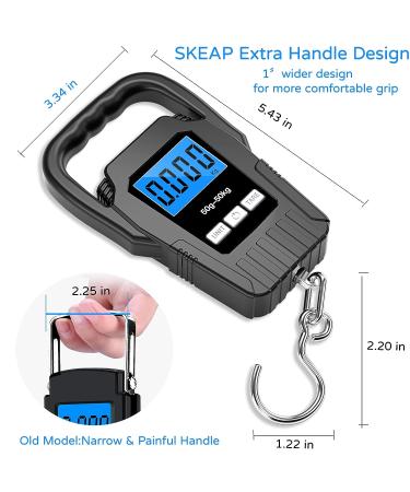 SKEAP Digital Fish Scale 110lb/50kg - Large Handle & Backlit LCD Display - Luggage, Postal, Fishing Gift for Men - Buy Online on GoSupps.com
