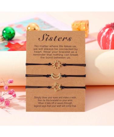 Buy Oralgos Silver Friendship Bracelets - Hand-Woven Sun Moon Star Designs | Adjustable Sister Jewelry - Buy Online on GoSupps.com