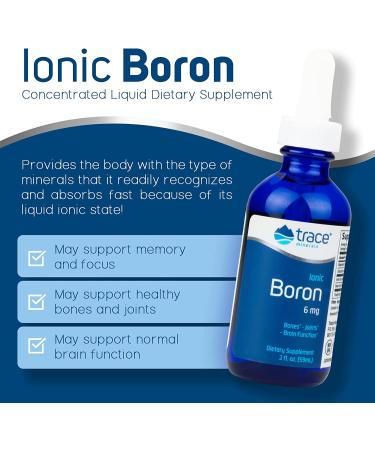 Liquid Ionic Boron Supplement (2oz) - Bone & Brain Support, Healthy Joints - 6mg Magnesium Chloride, Trace Mineral Drops - 2 Fl Oz - Buy Online on GoSupps.com
